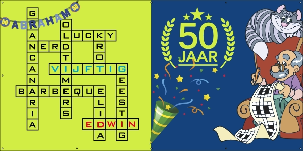 50 jaar spandoek kruiswoord puzzel