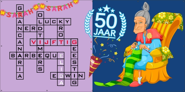 50 jaar spandoek kruiswoordpuzzel