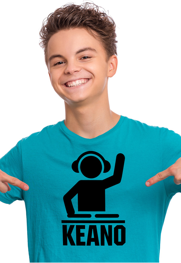 DJ strijksticker op T-shirt