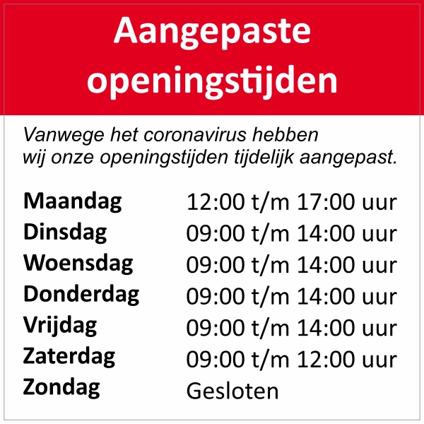 Aangepaste openingstijden sticker