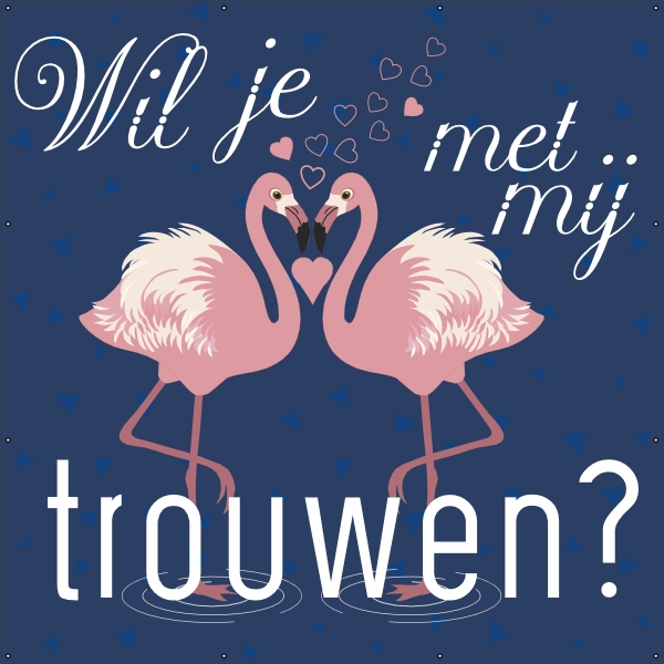 Aanzoek spandoek flamingo