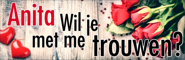 Aanzoek spandoek met boeket