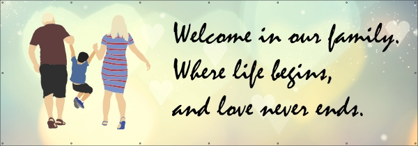 Adoptie welcome to our familiy spandoek
