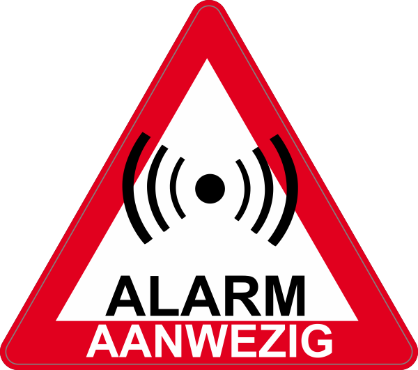Dubbelzijdige alarm aanwezig sticker