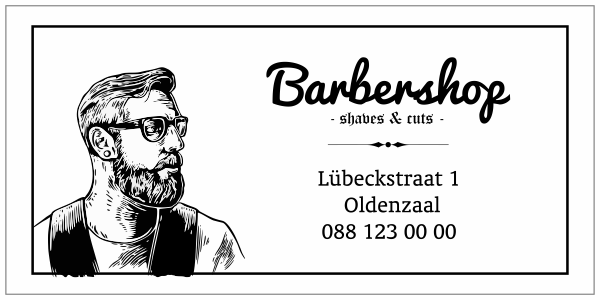 Barbershop sticker met contactgegevens