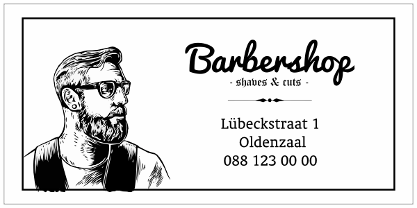 Barbershop sticker met contactgegevens