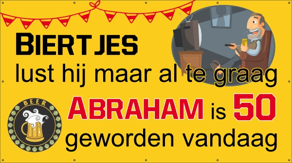 Biertjes lust hij maar al te graag spandoek