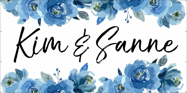 Bruiloft dames bloemen blauw spandoek