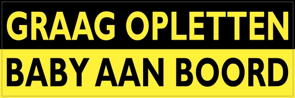 Baby aan boord bumpersticker