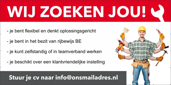 Collega gezocht spandoek
