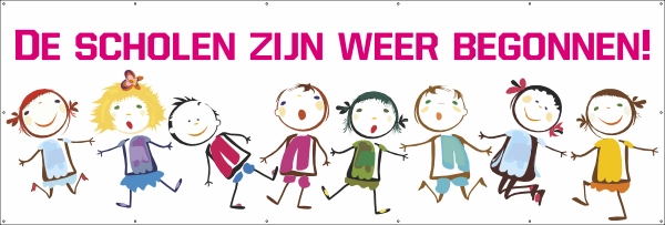 De scholen zijn weer begonnen spandoek