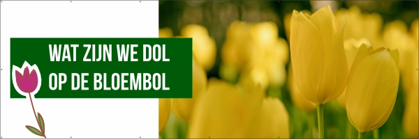 Dol op de bloembol spandoek