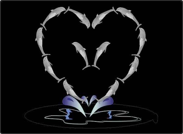 Dolfijnenhart laptop sticker 17 inch