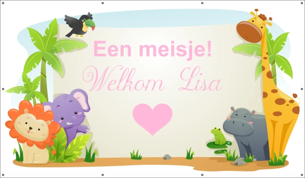 Een meisje welkom spandoek