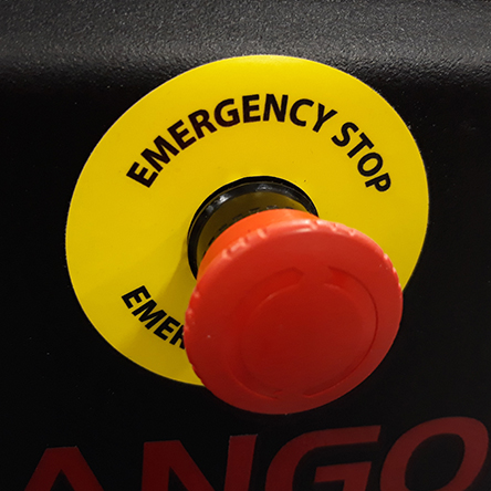 Emergency Stop sticker met gat