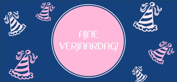 Feesthoedjes fijne verjaardag spandoek