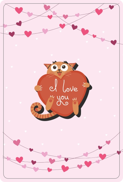 Fleece Deken Valentijn I Love You Cat