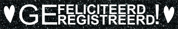 Gefeliciteerd, geregistreerd met hartjes spandoek
