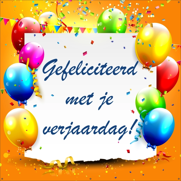 Gefeliciteerd spandoek knallende kleuren