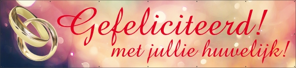 Gefeliciteerd met jullie huwelijk Spandoek