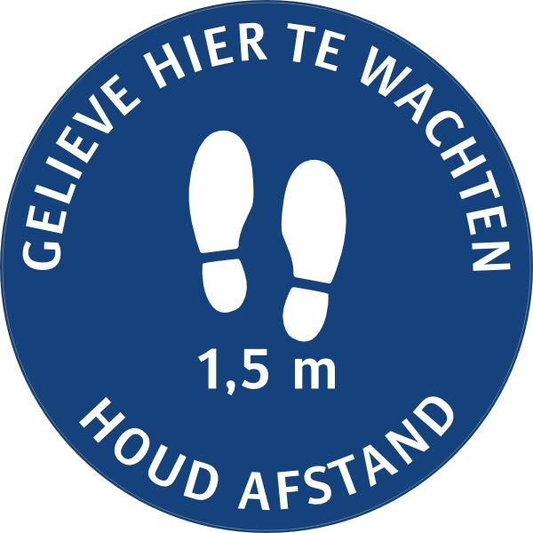 Gelieve hier te wachten, houd afstand sticker