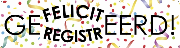 Geregistreerd felicitatie spandoek