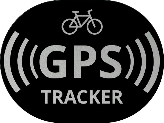 GPS tracker fiets sticker zwart zilver