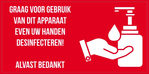 Graag handen desinfecteren sticker