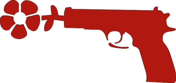 Pistool met bloem sticker