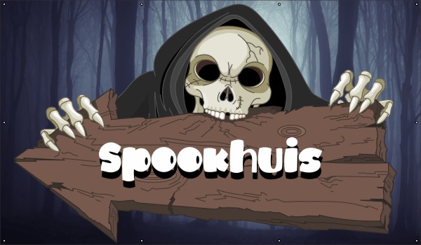 Halloween spookhuis spandoek