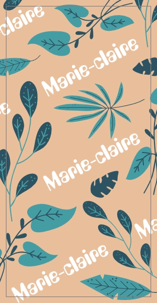 Handdoek blauwe bladeren met naam