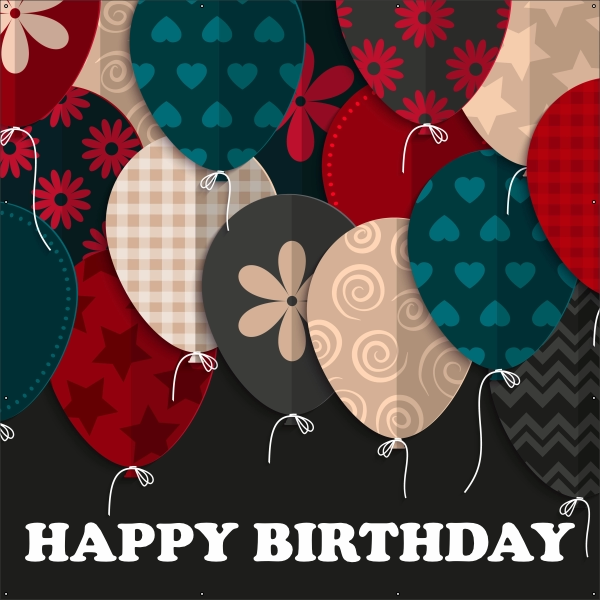 Happy birthday spandoek ballonnen