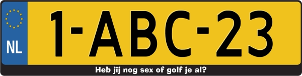 Heb jij nog sex of golf je al kentekenplaathouder