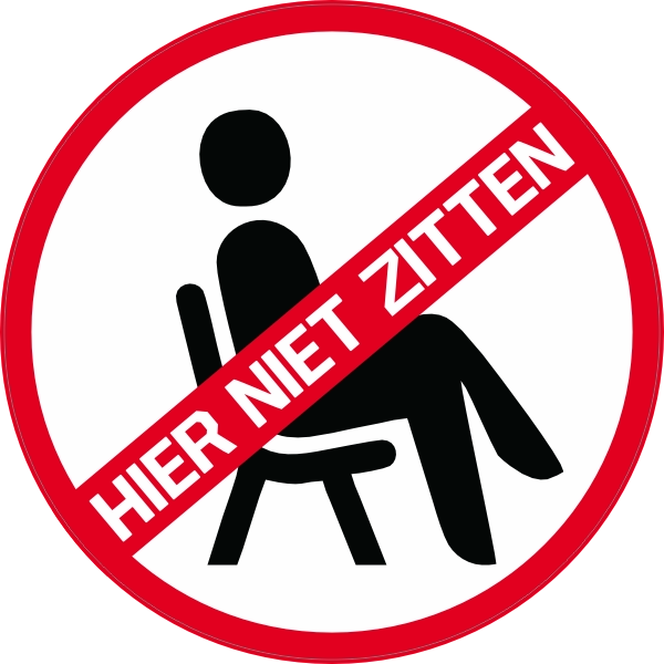 Hier niet zitten sticker