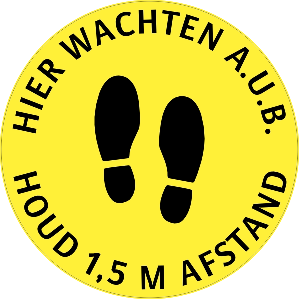 Hier wachten vloersticker