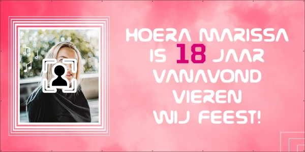 Hoera 18 jaar spandoek