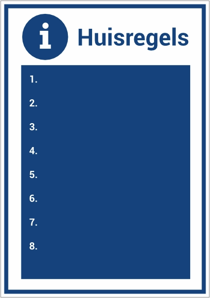 Huisregels A3 formaat sticker