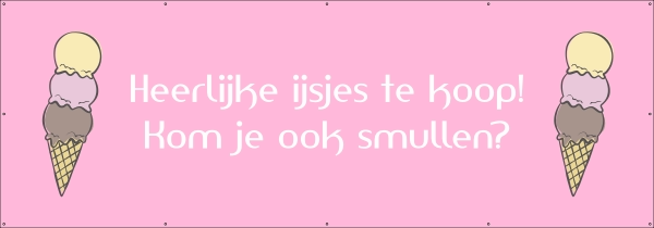 IJsjes te koop spandoek