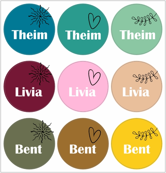 Illustratie namen stickervel