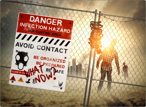 Infection hazard laptop sticker 17 inch