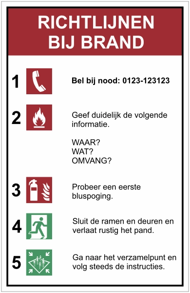Instructies bij brand sticker