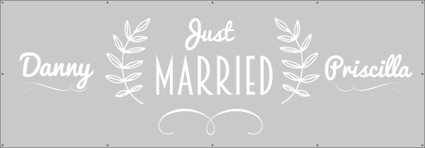 Just married met namen spandoek