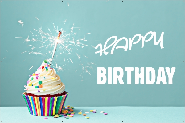 Kaarsje Happy Birthday spandoek