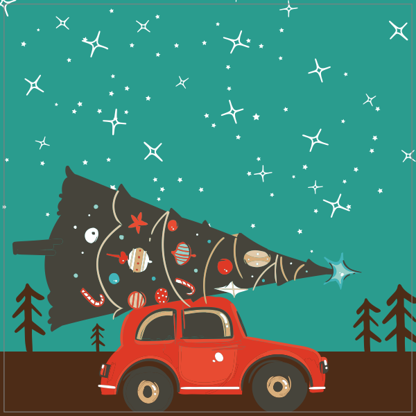 Kerstboom op auto sticker