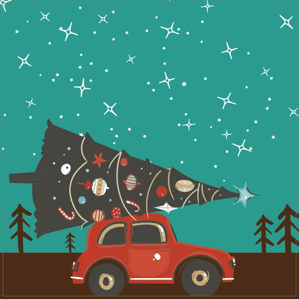 Kerstboom op auto sticker