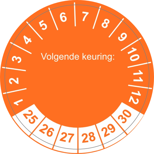 Keuringssticker 2025-2030 oranje