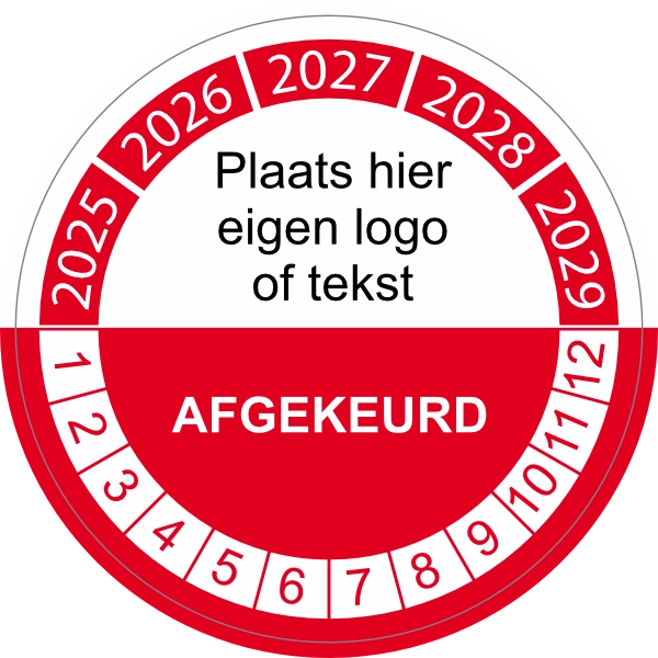 Keuringssticker afgekeurd eigen logo