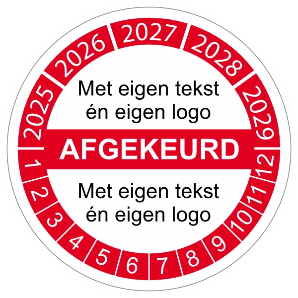 Keuringssticker afgekeurd eigen tekst