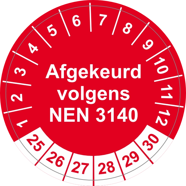 Keuringssticker afgekeurd NEN 3140