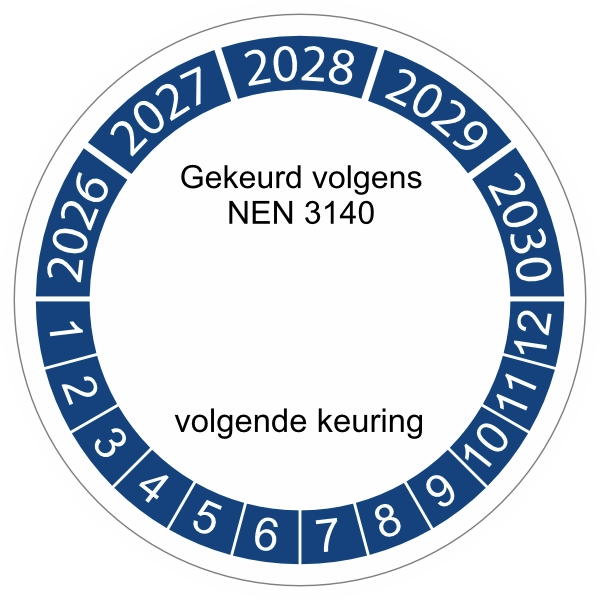 keuringssticker blauw 4cm 2022 nen 3140